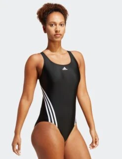 ADIDAS 3-Stripes Swimsuit - Black/White -The Sports Edit Store adidas 3 stripes swimsuit black white ib5986 5
