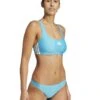ADIDAS 3-Stripes V-Back Bikini - Lucid Cyan/White -The Sports Edit Store adidas 3 stripes v back bikini cyan white jp0151 1