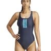 ADIDAS 3-Stripes V-Back Swimsuit - Legend Ink/Lucid Cyan