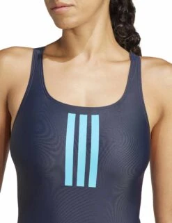 ADIDAS 3-Stripes V-Back Swimsuit - Legend Ink/Lucid Cyan -The Sports Edit Store adidas 3 stripes v back swimsuit ink cyan jg5819 3