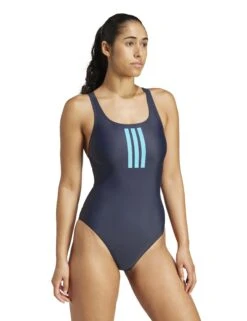 ADIDAS 3-Stripes V-Back Swimsuit - Legend Ink/Lucid Cyan -The Sports Edit Store adidas 3 stripes v back swimsuit ink cyan jg5819 6