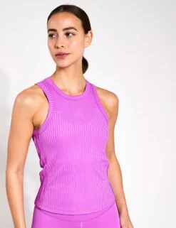 ADIDAS All Gym Seasonal Rib Tight Fit Tonal 3-Stripes Tank Top - Purple Burst