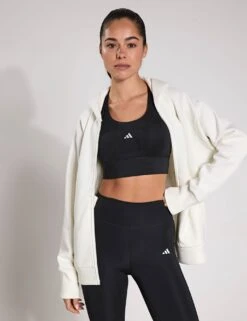 ADIDAS ALL SZN Fleece Full-Zip Hoodie - Off White -The Sports Edit Store adidas ALL SZN Fleece Full Zip Hoodie Off White JD4689S 0034