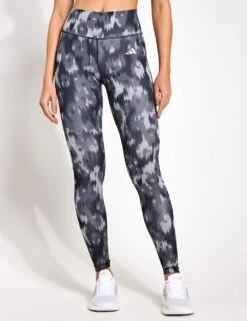 ADIDAS Optime Essentials Allover Print Flower Tie-Dye Leggings - Black/Grey Five