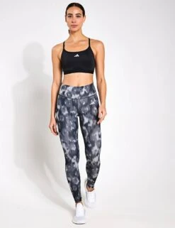 ADIDAS Optime Essentials Allover Print Flower Tie-Dye Leggings - Black/Grey Five -The Sports Edit Store adidas OPT ESS AOP L BLACK GREFIV IK5446BLACK BLACK 0013