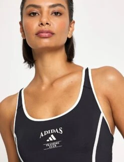 ADIDAS Powerimpact Medium Support Heritage Bra - Black/Chalk White -The Sports Edit Store adidas Powerimpact Medium Support Heritage Bra JG6177S Black Chalk White 0005