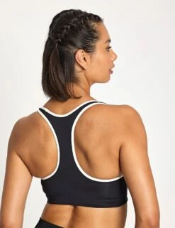 ADIDAS Powerimpact Medium Support Heritage Bra - Black/Chalk White -The Sports Edit Store adidas Powerimpact Medium Support Heritage Bra JG6177S Black Chalk White 0033