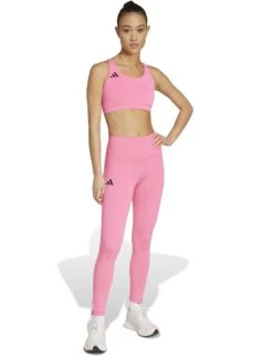 ADIDAS Adizero Essentials Run Medium Support Bra - Lucid Pink -The Sports Edit Store adidas adizero essentials run medium support bra pink ji8005 5