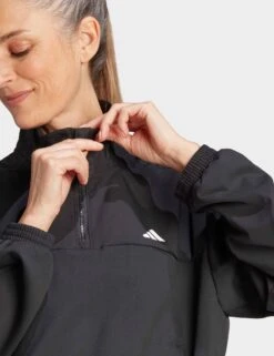 ADIDAS AEROREADY Train Essentials Woven Quarter-Zip Track Jacket - Black/White -The Sports Edit Store adidas aeroready train essentials woven quarter zip track jacket black white hz5636 4