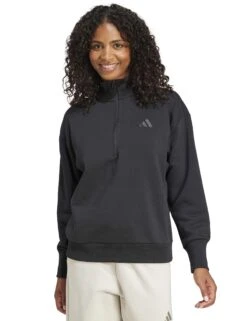 ADIDAS ALL SZN Fleece Loose Quarter-Zip Sweatshirt - Black