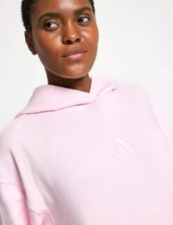 ADIDAS ALL SZN French Terry Loose Hoodie - Clear Pink -The Sports Edit Store adidas all szn french terry loose hoodie pink jv7343 3
