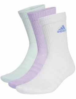 Adidas Cushioned Crew Socks - 3 Pair Pack (Plum/White/Mint)