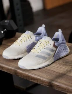 ADIDAS Dropset 3 Strength Training Shoes - Chalk White/Halo Silver -The Sports Edit Store adidas dropset 3 strength training shoes white silver violet ji3903 8