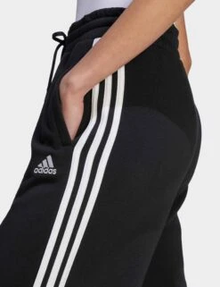 ADIDAS Essentials 3-Stripes French Terry Wide Joggers - Black/White -The Sports Edit Store adidas essentials 3 stripes french terry wide joggers black white hz5747 4