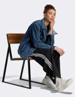 ADIDAS Essentials 3-Stripes French Terry Wide Joggers - Black/White -The Sports Edit Store adidas essentials 3 stripes french terry wide joggers black white hz5747 5