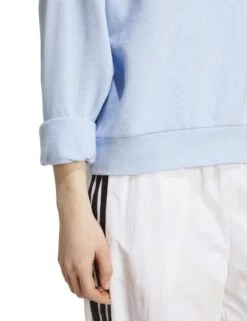 ADIDAS Essentials Small Logo Feelcozy Sweatshirt - Glow Blue/White -The Sports Edit Store adidas essentials small logo feelcozy sweatshirt blue white jv7297 4