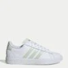 ADIDAS Grand Court 2.0 Shoes - Cloud White/Linen Green/Matte Silver -The Sports Edit Store adidas grand court 2 0 shoes white green silver ih7343 1