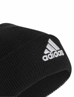 Adidas Logo Beanie - Black/White Ribbed Knit Hat -The Sports Edit Store adidas logo beanie black white ib2651 3
