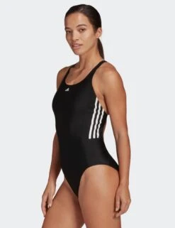 ADIDAS Mid 3-Stripes Swimsuit - Black/White -The Sports Edit Store adidas mid 3 stripes swimsuit black white HA5993 7
