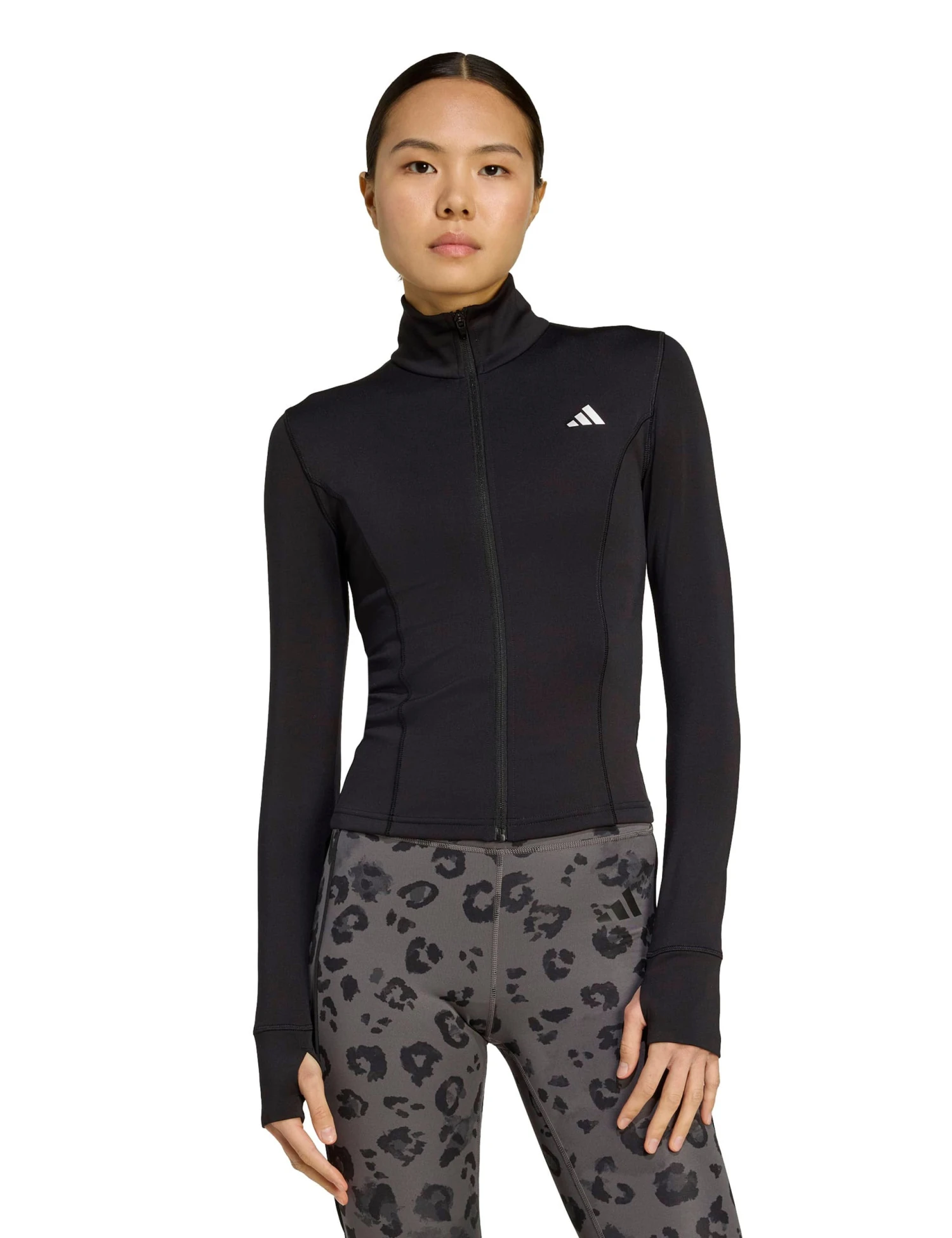 ADIDAS Optime Essentials Full-Zip Jacket - Black 3 ADIDAS Optime Essentials Full-Zip Jacket - Black