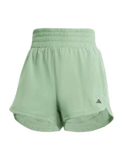 ADIDAS Pacer Stretch-Woven Zipper Pocket Lux Shorts - Preloved Green -The Sports Edit Store adidas pacer stretch woven zipper pocket lux shorts preloved green iv5219 2