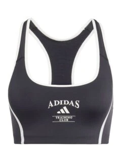 ADIDAS Powerimpact Medium Support Heritage Bra - Black/Chalk White -The Sports Edit Store adidas powerimpact medium support heritage bra black white jg6177 7