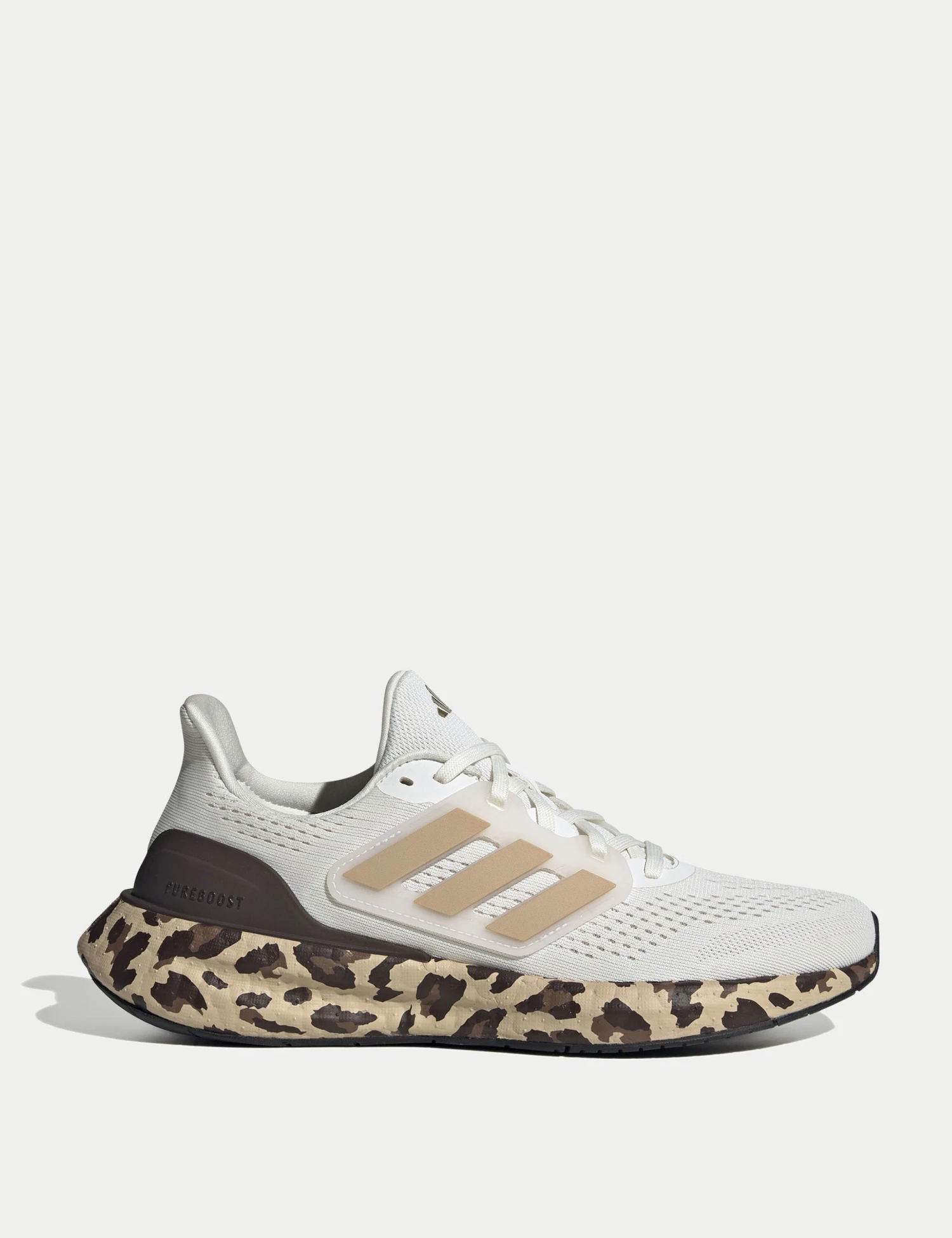 ADIDAS Pureboost 23 Shoes - Core White/Gold Metallic/Shadow Brown 3 ADIDAS Pureboost 23 Shoes - Core White/Gold Metallic/Shadow Brown