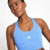 ADIDAS Run Pocket Medium Support Bra - Blue Fusion -The Sports Edit Store adidas run pocket medium support bra blue jv9760 1