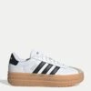 ADIDAS VL Court Bold Platform Shoes - Cloud White/Core Black/Wonder Beige -The Sports Edit Store adidas vl court bold shoes white black beige ih3083 1
