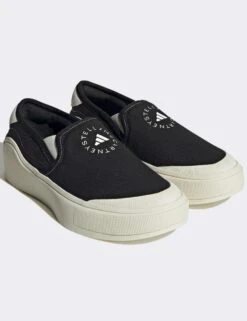 Court Slip-On Shoes - Core Black/Off White/Cloud White -The Sports Edit Store adidas x stella mccartney court slip on shoes black white hp2772 5