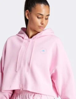 Cropped Hoodie - True Pink 11 Cropped Hoodie - True Pink -The Sports Edit Store adidas x stella mccartney cropped hoodie true pink it2538 7