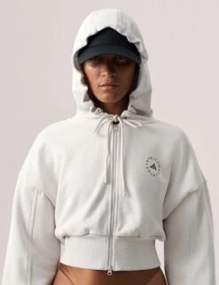 Sportswear Cropped Hoodie - Chalk Pearl 8 Sportswear Cropped Hoodie - Chalk Pearl -The Sports Edit Store adidas x stella mccartney sportswear cropped hoodie chalk pearl it8268 4