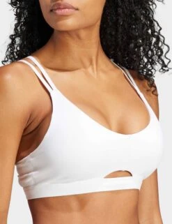 ADIDAS Yoga Studio Luxe Light-Support Bra - White -The Sports Edit Store adidas yoga studio luxe light support bra white ij5762 3