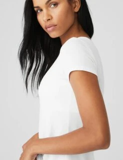 All Day Short Sleeve - White -The Sports Edit Store alo yoga all day short sleeve white W1430R 3