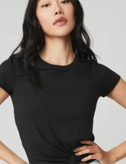 Alosoft Finesse Tee - Black -The Sports Edit Store alo yoga alosoft finesse tee black W1404R 3