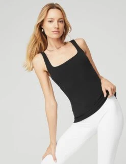 Ribbed Minimalist Tank - Black -The Sports Edit Store alo yoga ribbed minimalist tank black W9470R 1