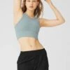 Seamless Delight High Neck Bra - Cosmic Grey -The Sports Edit Store alo yoga seamless delight high neck bra cosmic grey W9536R 1