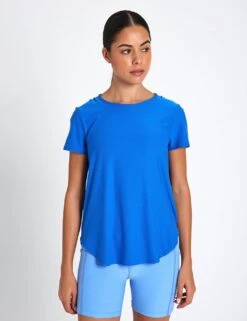 Beyond Yoga Featherweight On The Down Low Tee - Court Blue Heather
