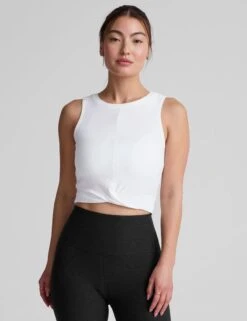 Beyond Yoga Featherweight Center Stage Cropped Tank - Cloud White