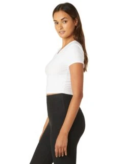 Beyond Yoga Featherweight Perspective Cropped Tee - Cloud White -The Sports Edit Store beyond yoga featherweight perspective cropped tee cloud white LWSD7842 4