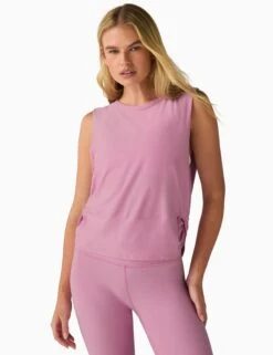 Beyond Yoga Featherweight Side Note Twist Tank - Pink Haze Heather