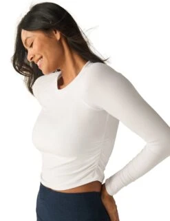Beyond Yoga Featherweight Your Fit Long Sleeve Top - Cloud White -The Sports Edit Store beyond yoga featherweight your fit long sleeve top cloud white lwsd7927 2