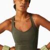 Beyond Yoga POWERBEYOND Intensity Racerback Cropped Tank - Modern Olive -The Sports Edit Store beyond yoga powerbeyond intensity racerback cropped tank modern olive IT4686 MO 1