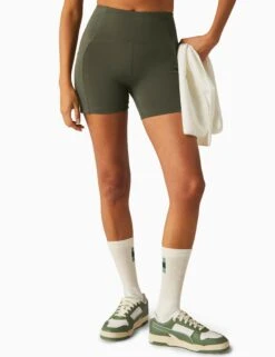 Beyond Yoga POWERBEYOND Strive Pocket Biker Short - Modern Olive
