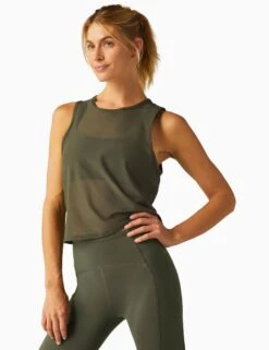 Beyond Yoga Show Off Mesh Tank - Modern Olive