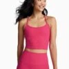 Beyond Yoga Spacedye Slim Racerback Cropped Tank - Vivid Pink Heather -The Sports Edit Store beyond yoga spacedye slim racerback cropped tank vivid pink sd4382 1