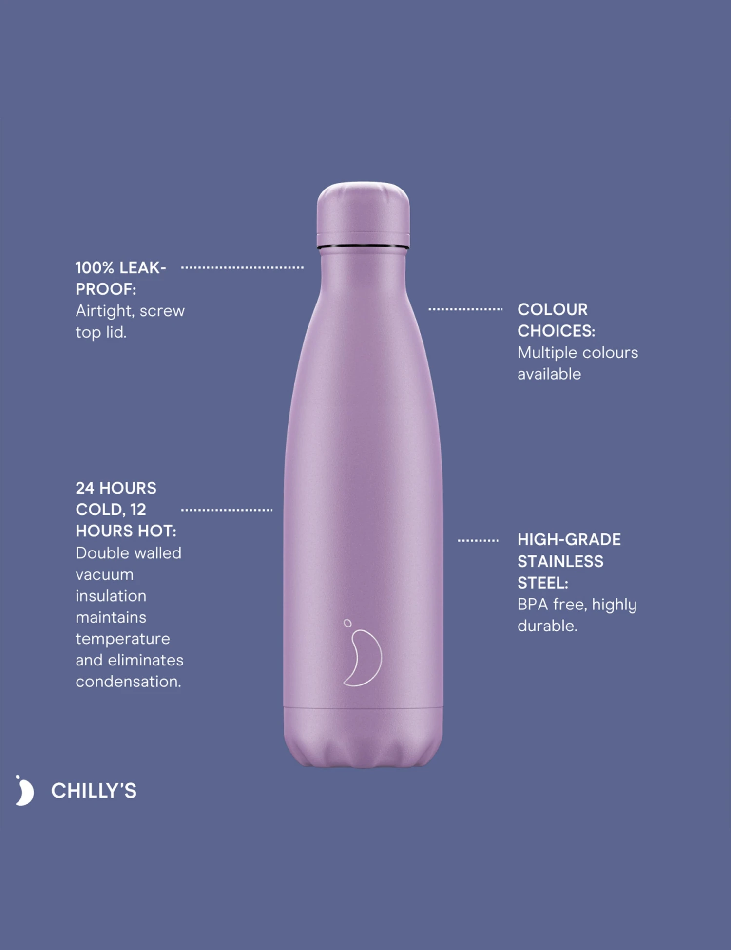 Chilly's Chrome Rose Gold Series Water Bottle - 500ml 5 Chilly's Chrome Rose Gold Series Water Bottle - 500ml - Image 3