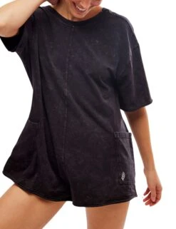 Hot Shot Tee Romper - Black -The Sports Edit Store free people movement hot shot tee romper black ob1960599 0010 4