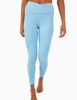 High Waisted 7/8 Wrap Lose Control Leggings - Alaskan Blue
