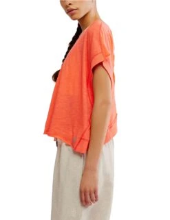 My Time Tee - Neon Coral -The Sports Edit Store free people movement my time tee coral ob1265309 8196 2